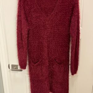 Burgundy Sweater Dress  pockets Sz M